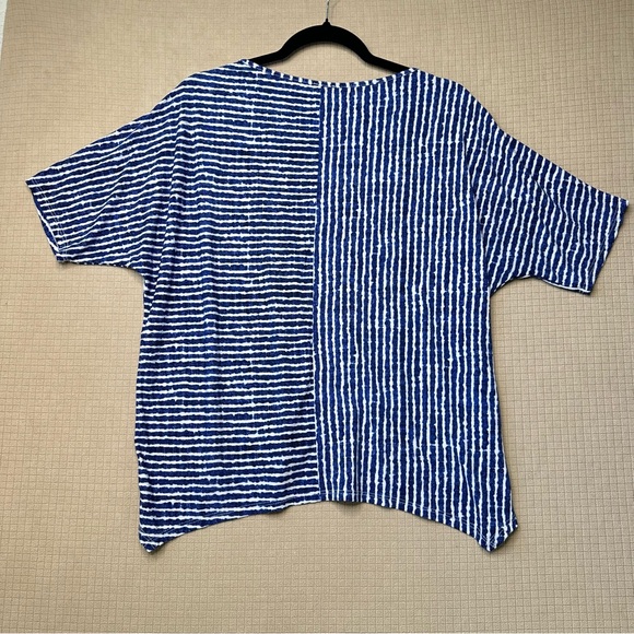 CLARA SUN WOO Womens Size Small Short Sleeve Stretch Top Pullover Blue Print - Picture 2 of 8